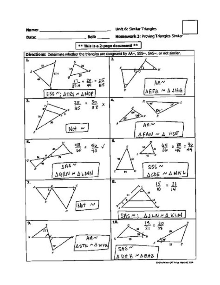 Proving Triangles Similar Worksheet Answer Key PDF – Instant Download
