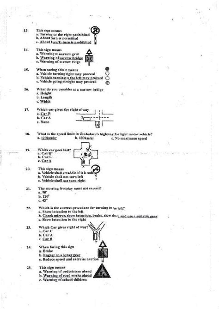 Provisional Driving Test Questions PDF Zimbabwe 2019 – Complete Study Guide