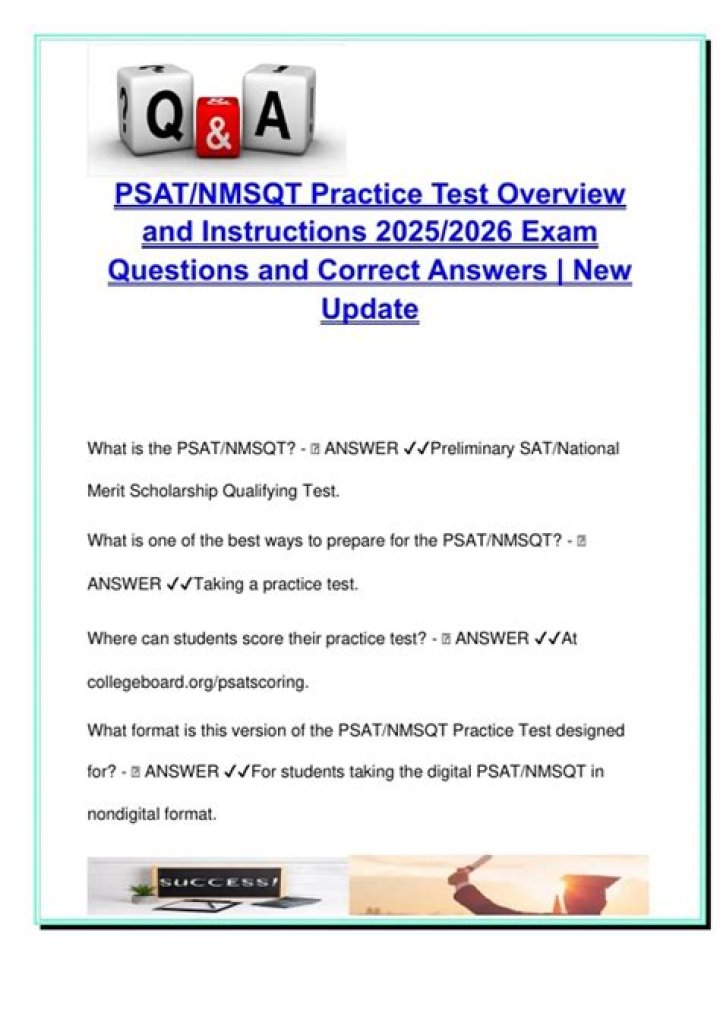 PSAT NMSQT Practice Test 2 PDF Answers & SAT Suite Study Guide