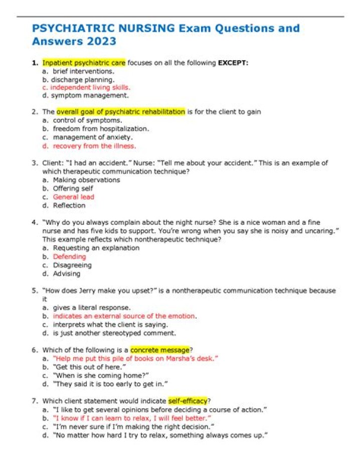 Psychiatric Nursing Q&A: Essential Questions & Answers with Rationale PDF