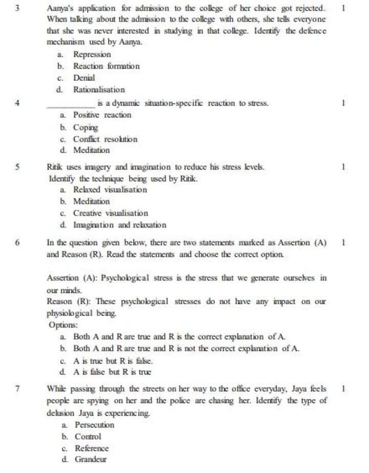 Download Free Psychology Question Paper PDF for Exam Prep