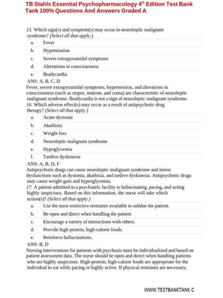 Psychopharmacology Questions & Answers PDF: Essential Study Guide
