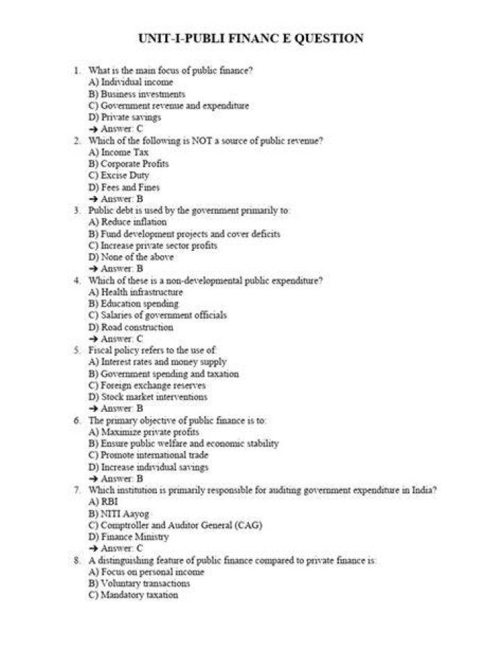 Public Finance Questions and Answers PDF – Expert Guide