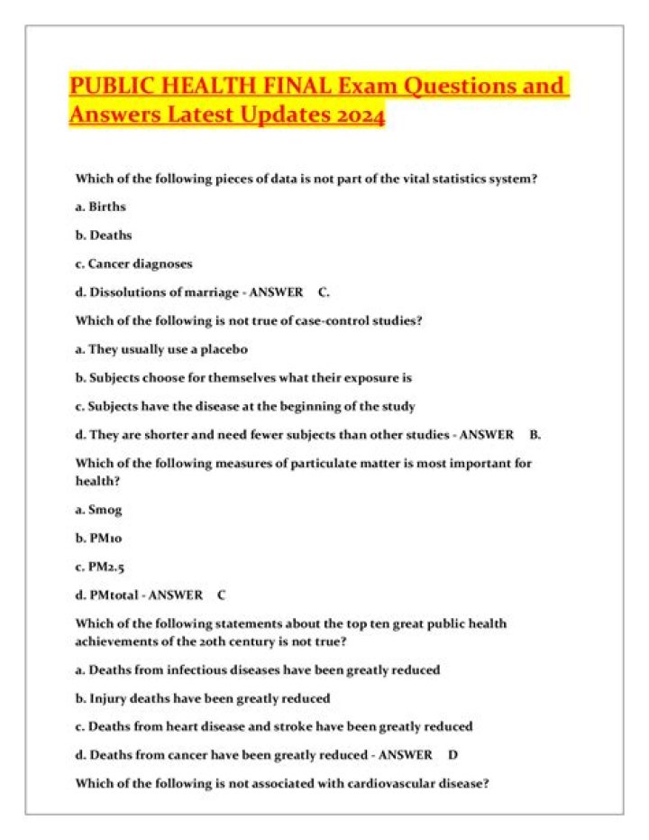 Public Health Exam Questions and Answers PDF 2021 – Full Study Guide