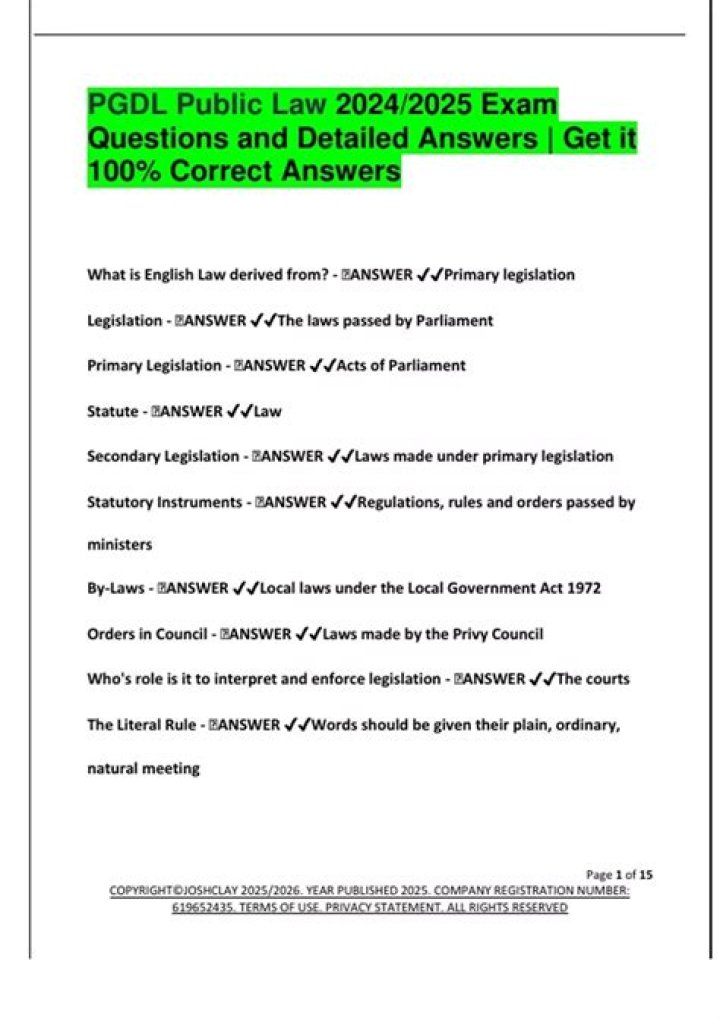 Public Law Exam Questions & Answers PDF – Full Study Guide