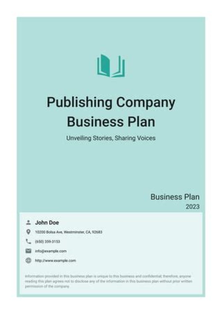Publishing Company Business Plan PDF – Expert Template for Launch Success