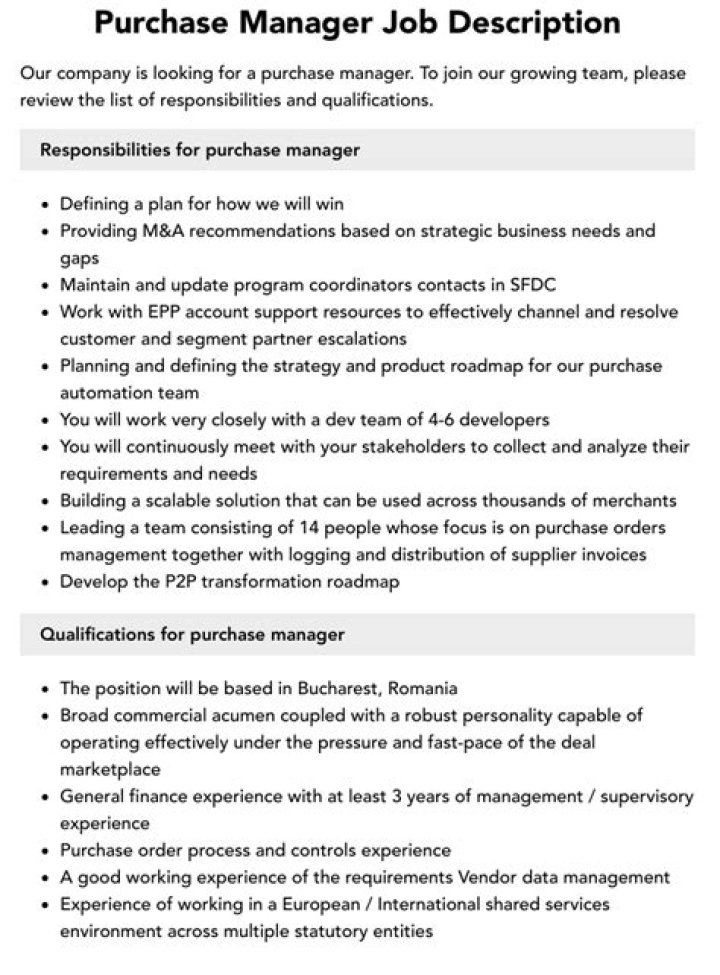 Purchase Manager Job Description PDF: Full Guide & Requirements