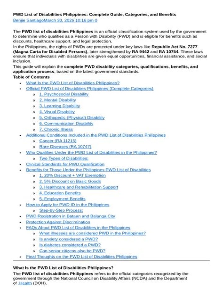 PWD Disability List Philippines PDF – Comprehensive Guide