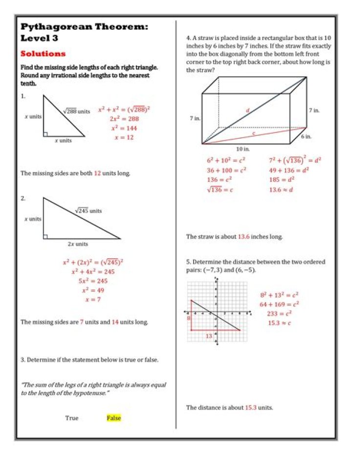 Pythagorean Theorems Worksheets PDF – Instant Download
