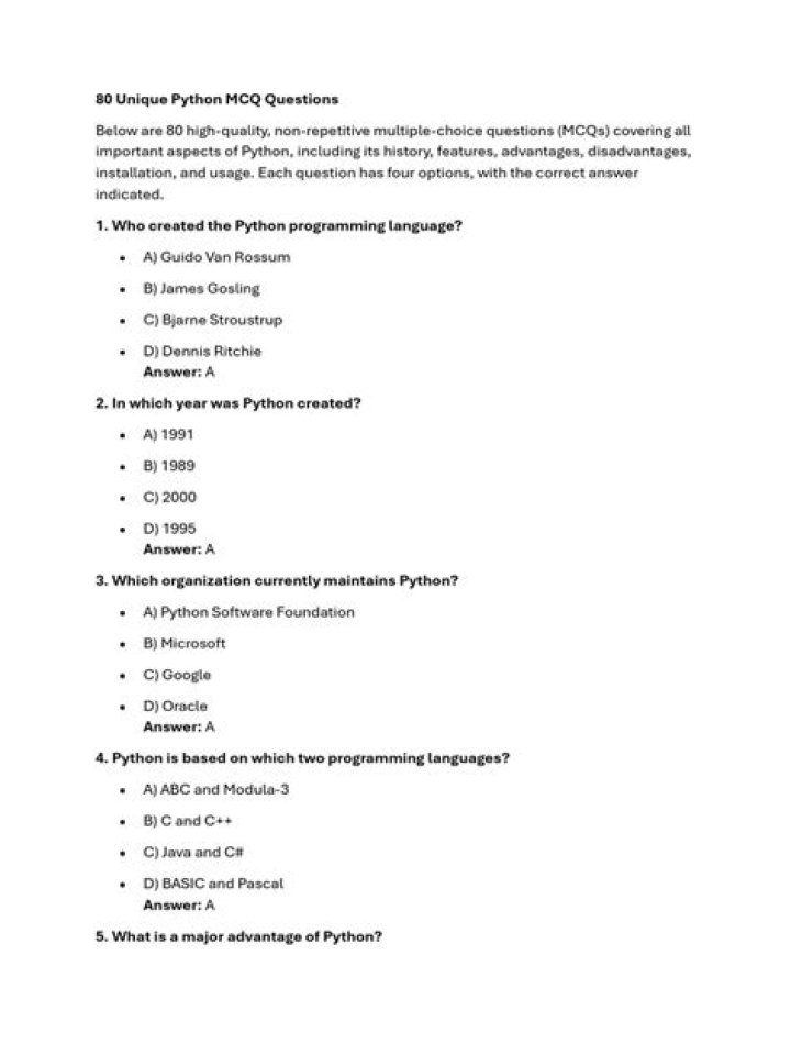 Python MCQ Questions PDF: Master Programming Concepts with Practice
