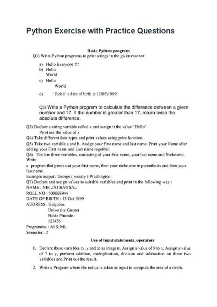 Python Practice Questions & Answers PDF: Master Coding Skills