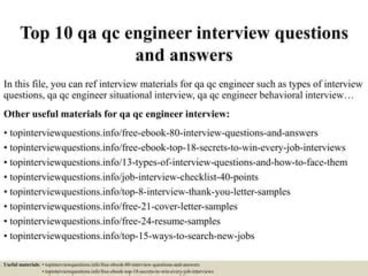 QA QC Engineer Interview Questions & Answers PDF: Expert PDF Guide