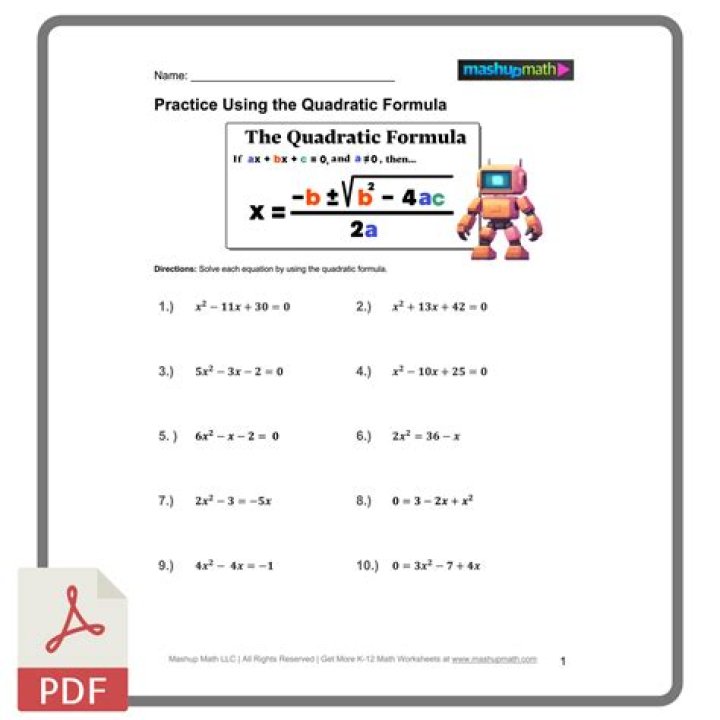 Quadratic Formula Test PDF: Solve Quadratics Instantly