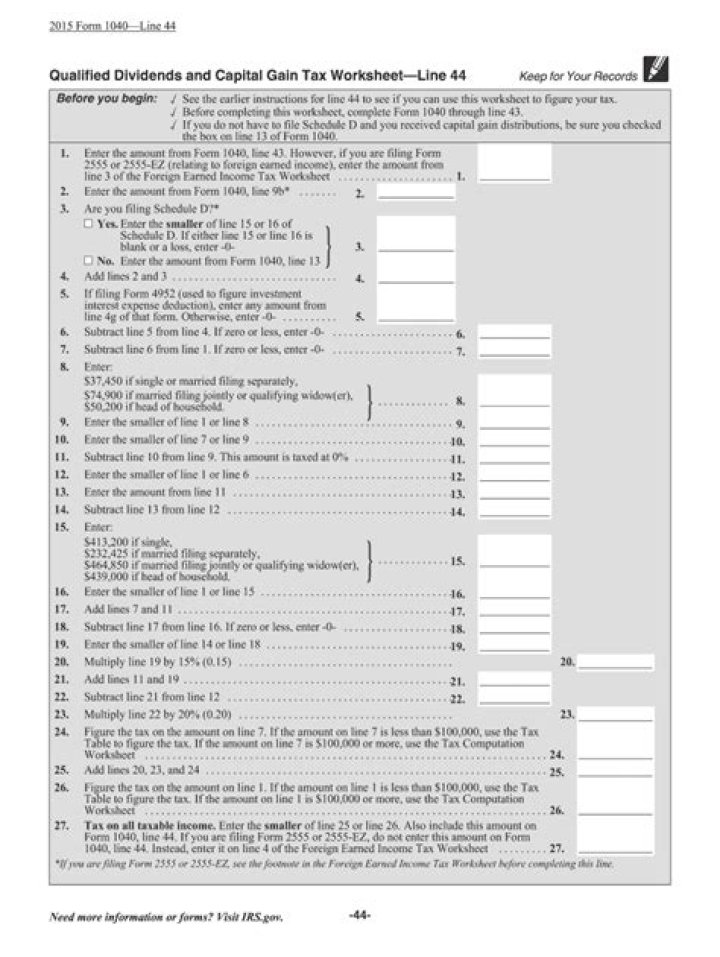 Qualified Dividends & Capital Gain Tax Worksheet 2021 PDF Guide