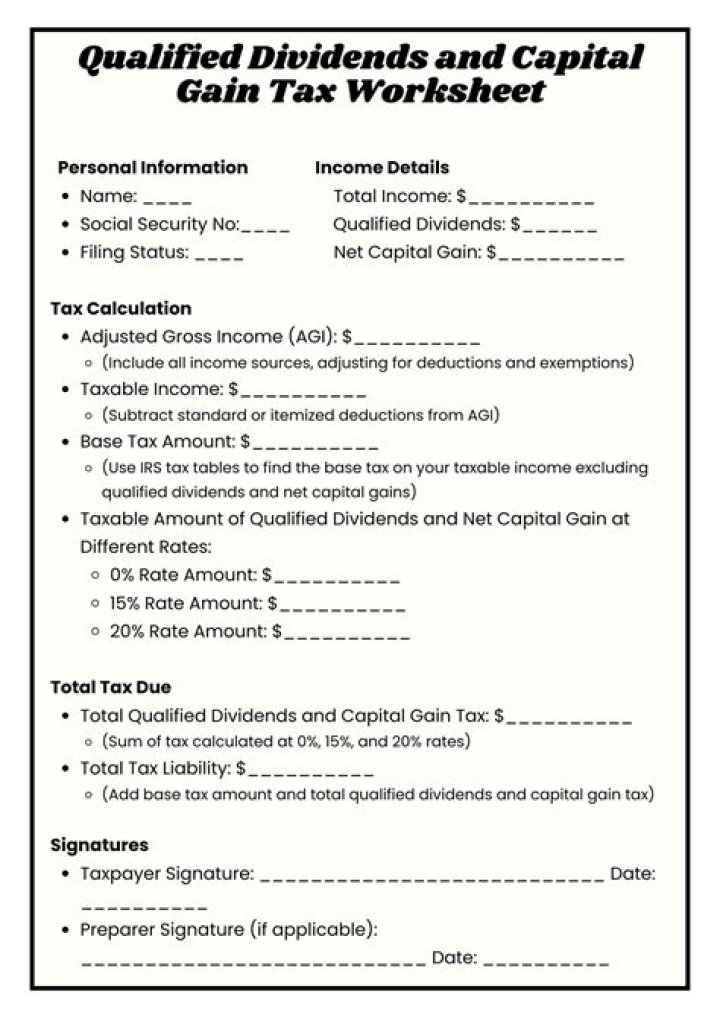 Qualified Dividends & Capital Gains Worksheet 2023 – PDF Guide