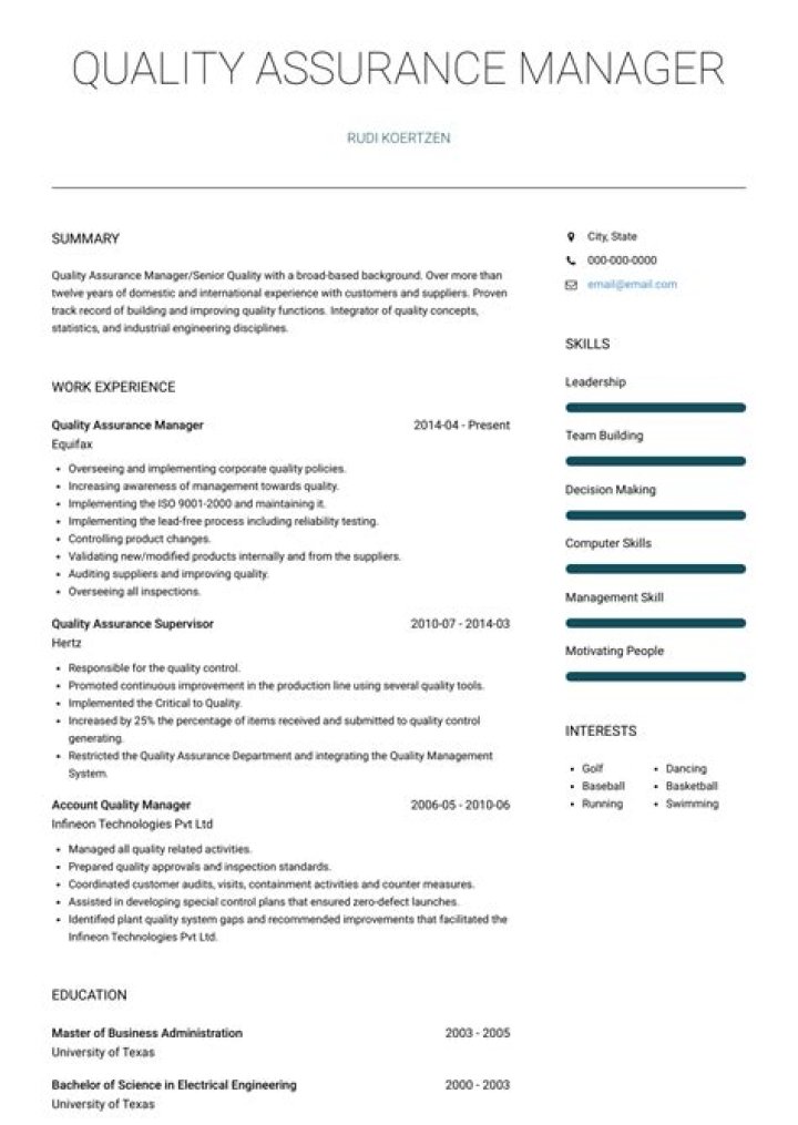 Quality Assurance Manager CV PDF: Expert Resume Guide for Hiring Managers