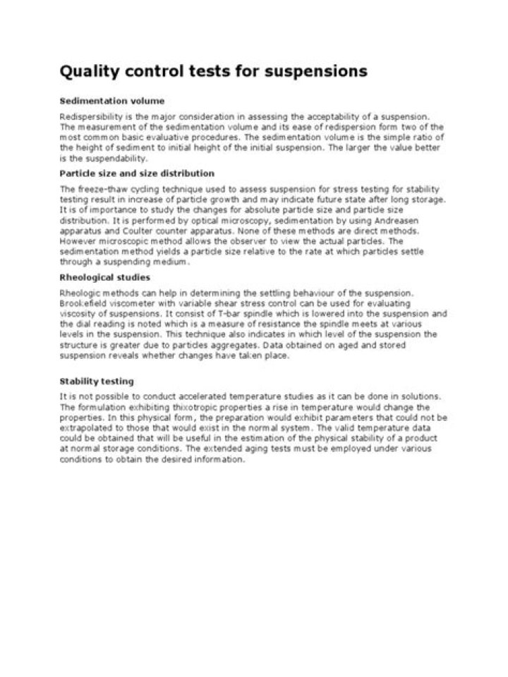 Quality Control Tests for Suspensions: Essential PDF Guide