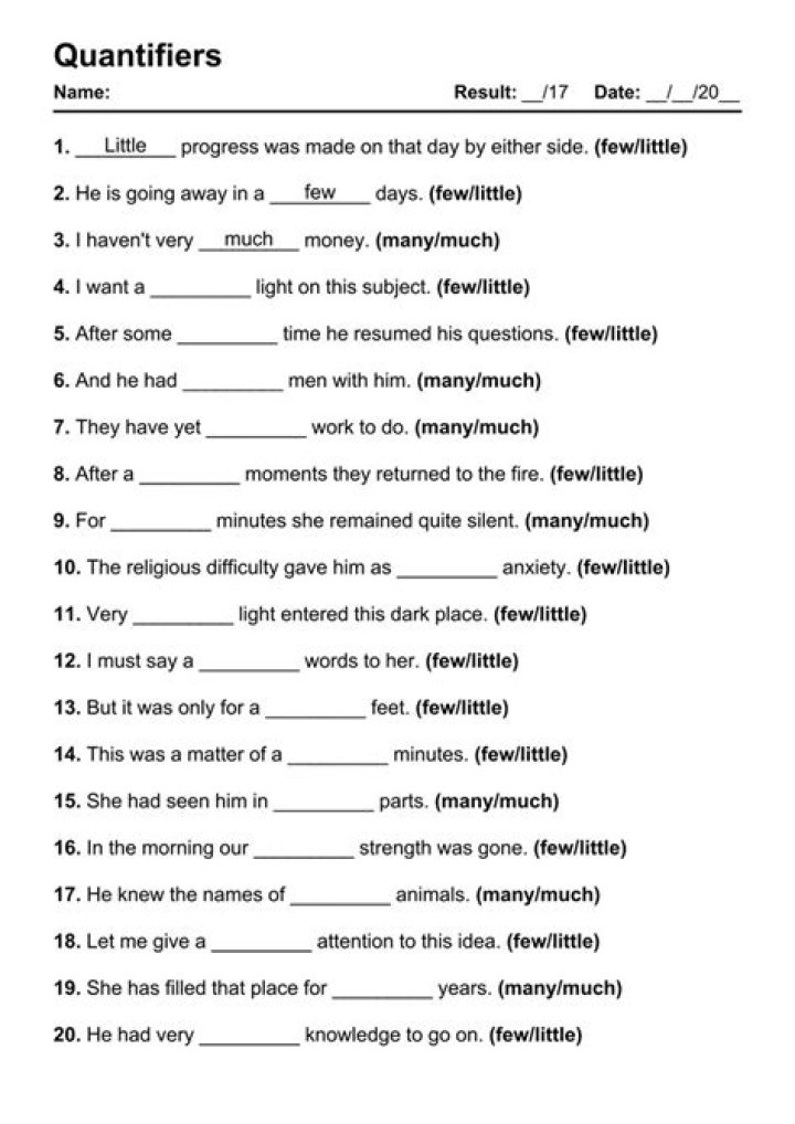 Quantifiers Test PDF: Practice & Evaluation Tools