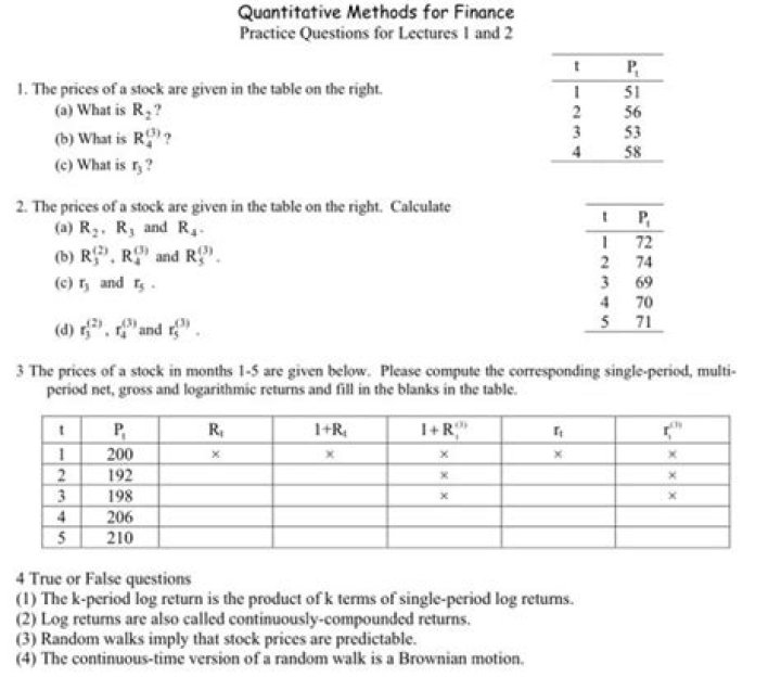 Quantitative Methods Questions & Answers PDF Free Download