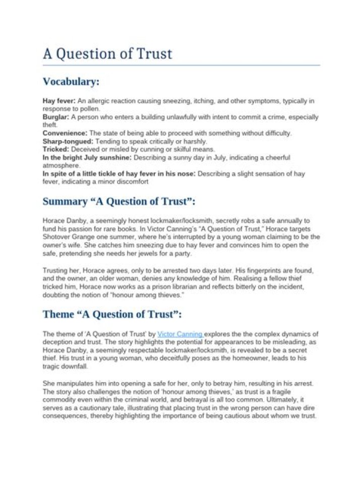 Answering the Question of Trust: Key Insights from the Trust PDF