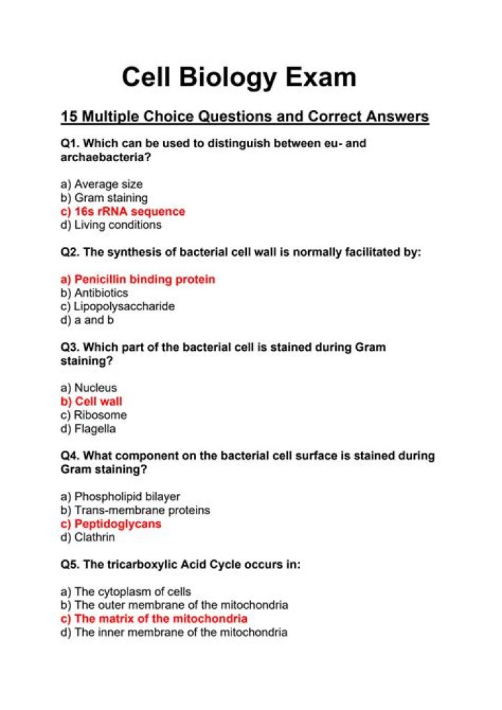 Comprehensive Questions and Answers on Cell Biology PDF