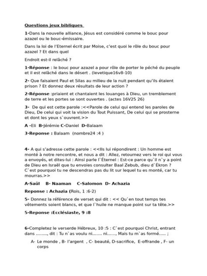 Questions Bibliques pour Jeunes PDF – Réponses Accessibles