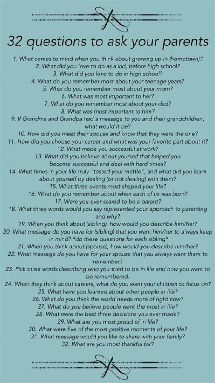 Top Questions to Ask Your Parents Before They Die (Printable PDF)