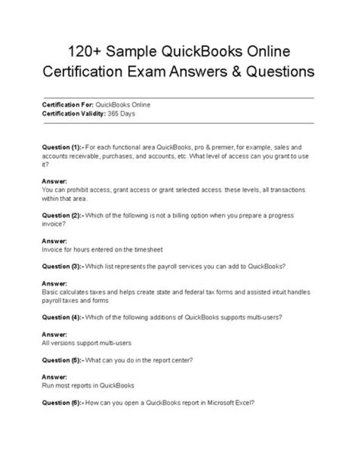 QuickBooks Desktop Certification Exam Answers PDF – Instant Access
