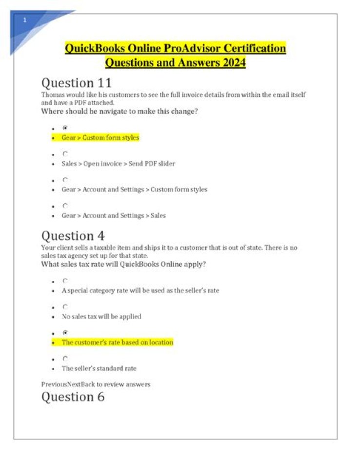 2024 QuickBooks Online Certification Exam Answers PDF Free Download