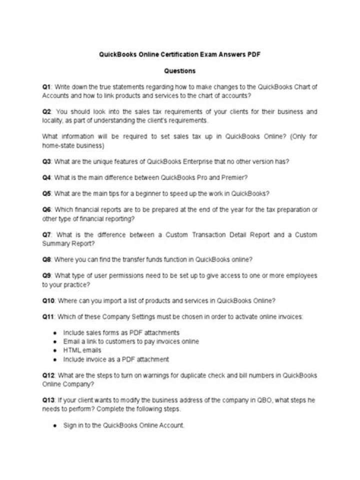 QuickBooks Online Certification Exam Answers PDF: Get Ready to Pass
