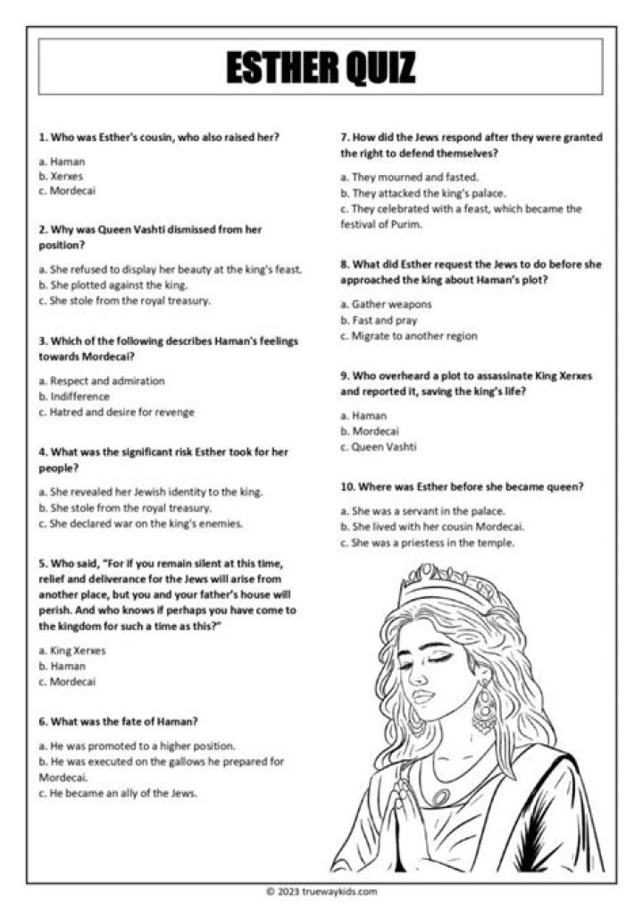 Quiz Questions & Answers from the Book of Esther PDF Download