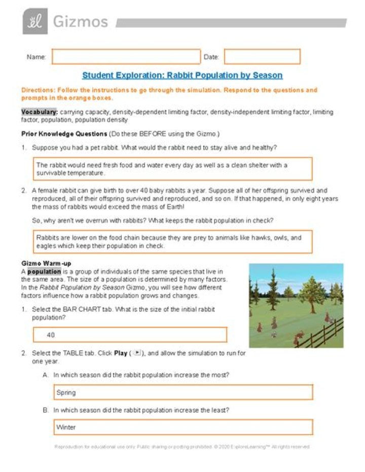 Rabbit Population Trends by Season – Gizmo Answers PDF Reveals Key Patterns