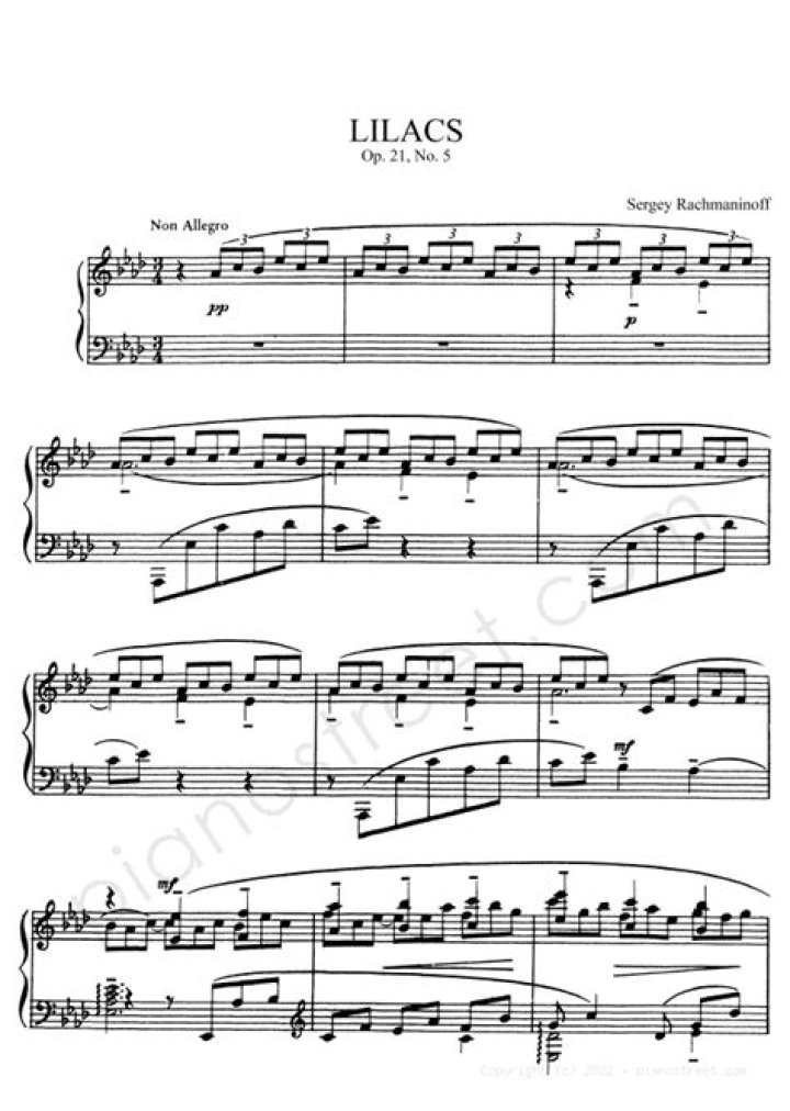 Rachmaninoff Lilacs Sheet Music PDF – Download Free Score