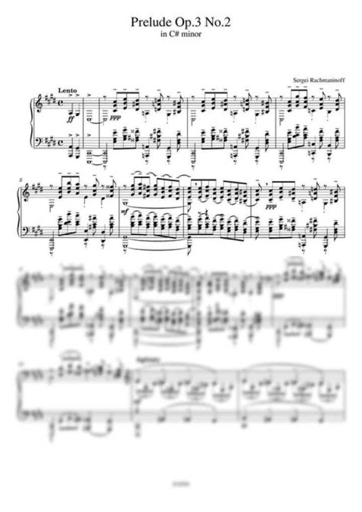 Rachmaninoff Prelude Op 3 No. 2 Sheet Music PDF Download