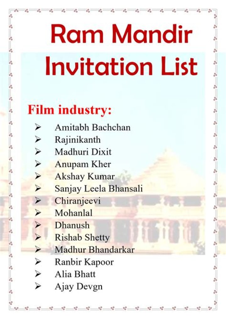Ram Mandir Invitation List PDF Invites – Download Invitations Now
