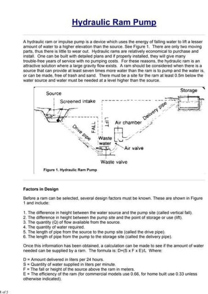 Download Free Ram Pump Plans PDF for Off-Grid Water Systems
