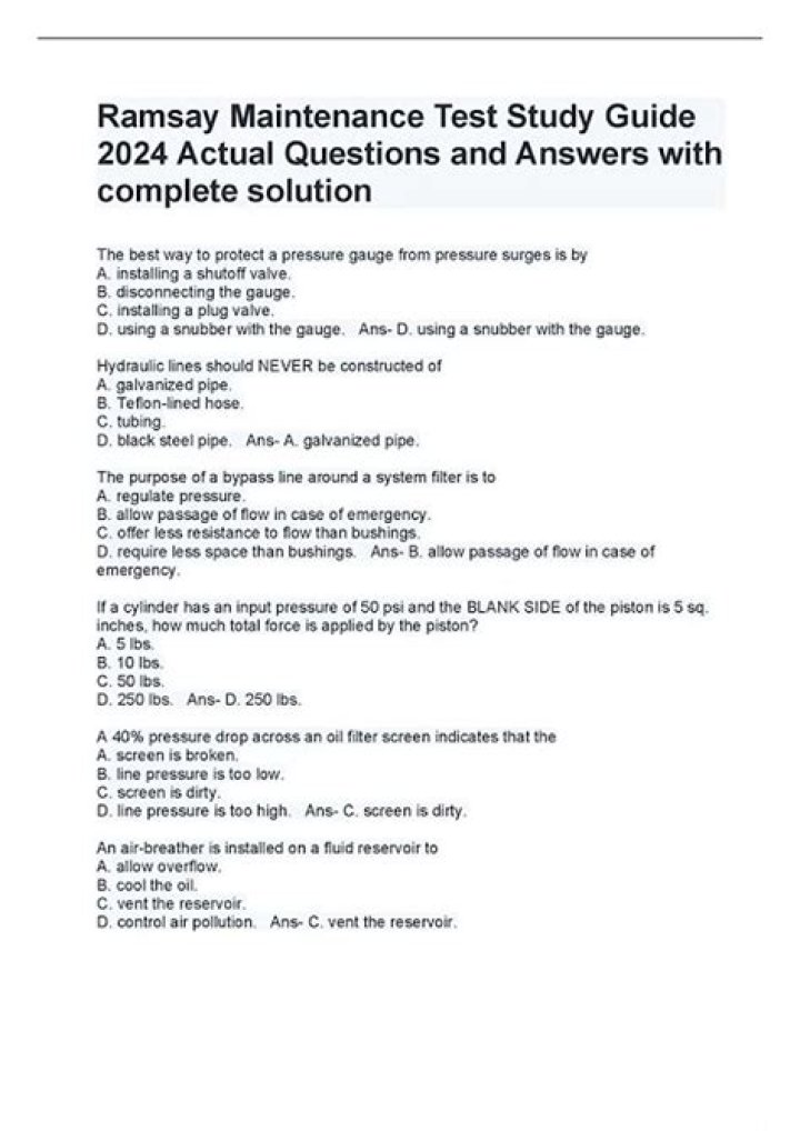 Ramsay Maintenance Test PDF: Essential Guide & Checklists
