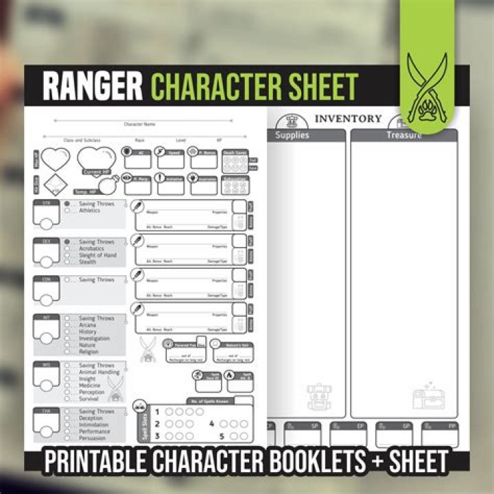Ranger Character Sheet PDF – Ultimate Printable Template