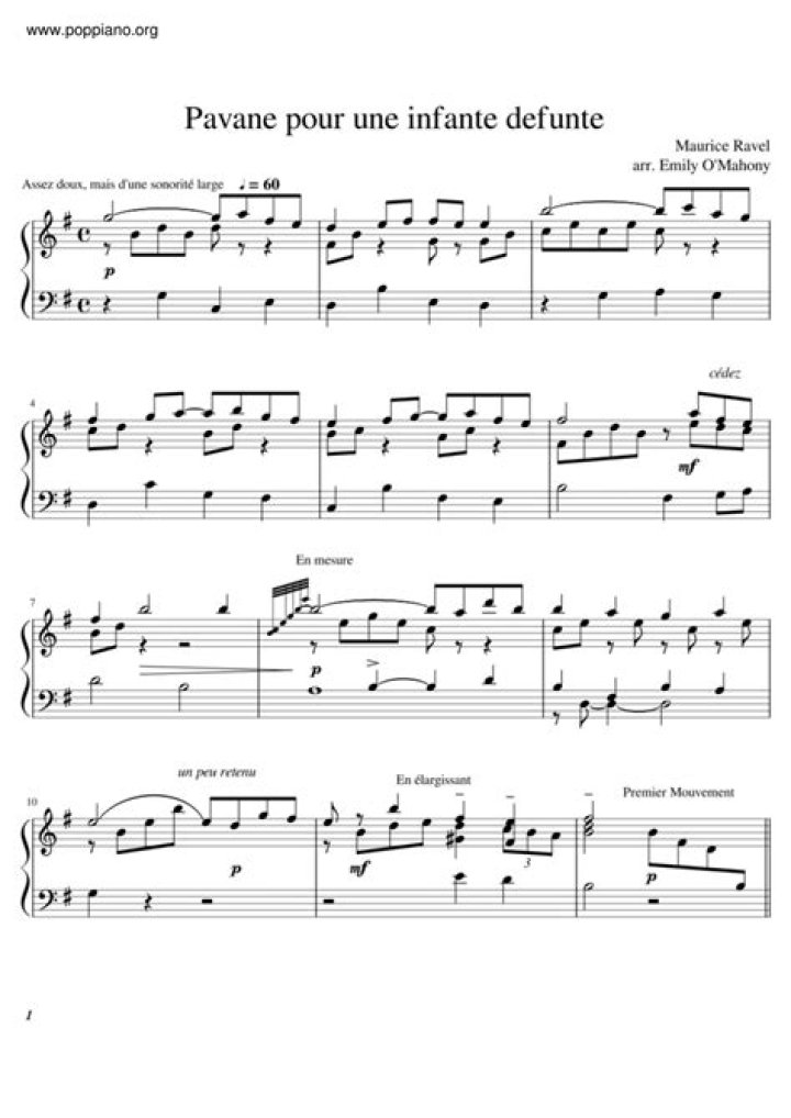 Ravel Pavane for a Dead Princess Sheet Music PDF – Free Download