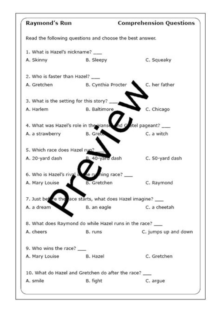 Raymond's Run: Complete Questions and Answers PDF Guide