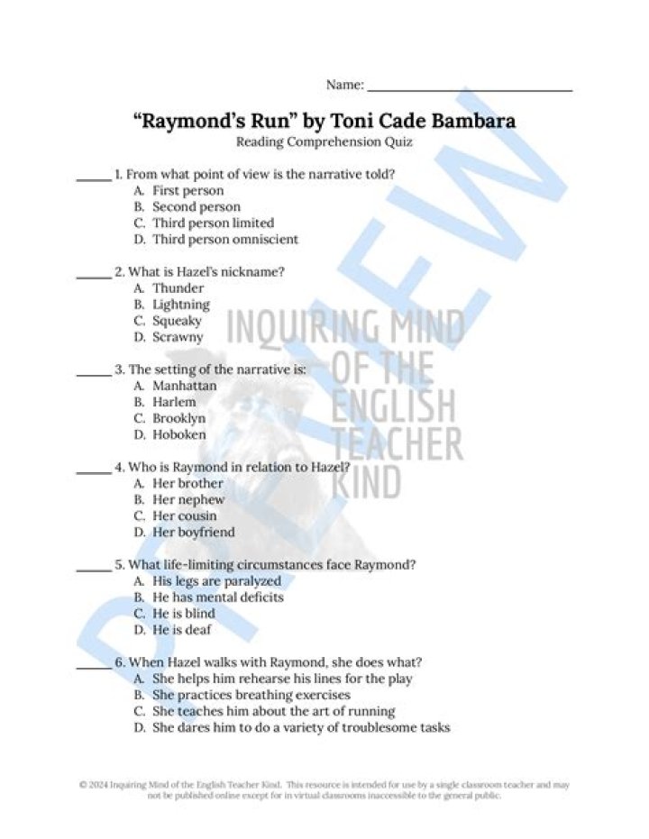 Raymond's Run Questions PDF: Answers & Analysis