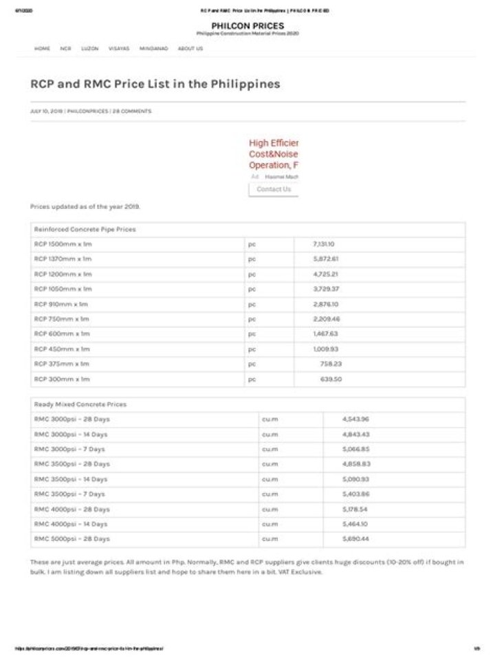 Free RCP Price List PDF – Download Current Pricing