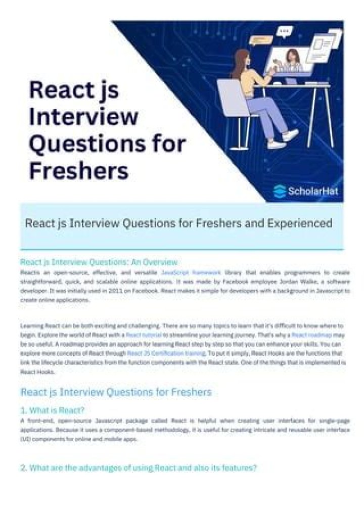 Top React JS Interview Questions PDF for 2024