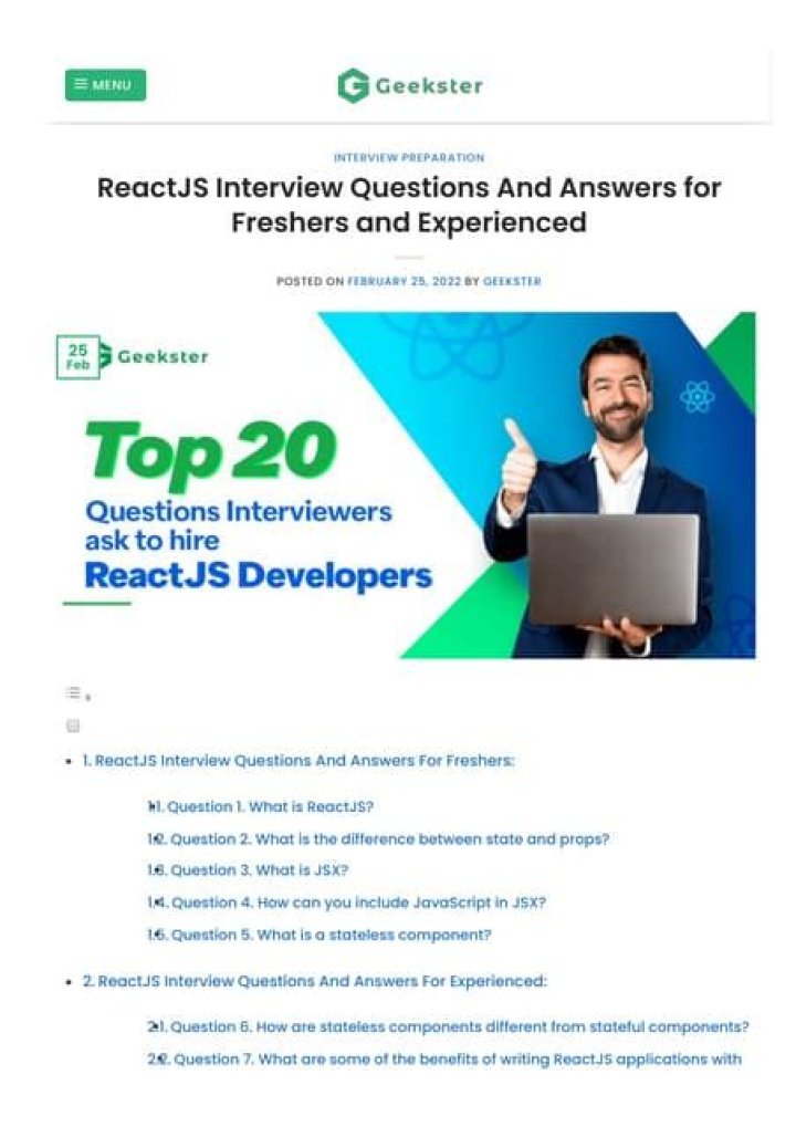 ReactJS Interview Questions PDF: Top 100 Tips for Success