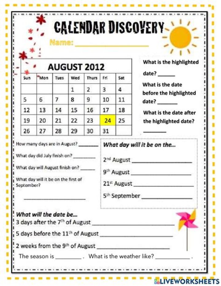 How to Read a Calendar Worksheet PDF Easily