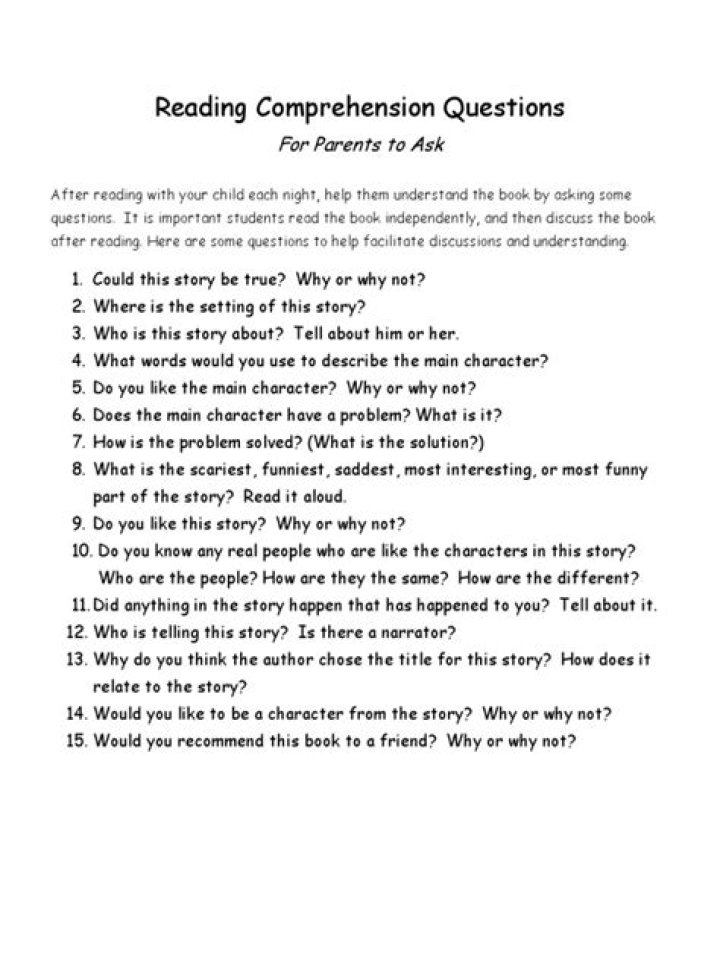 Top Reading Comprehension Questions for Parents – Free PDF