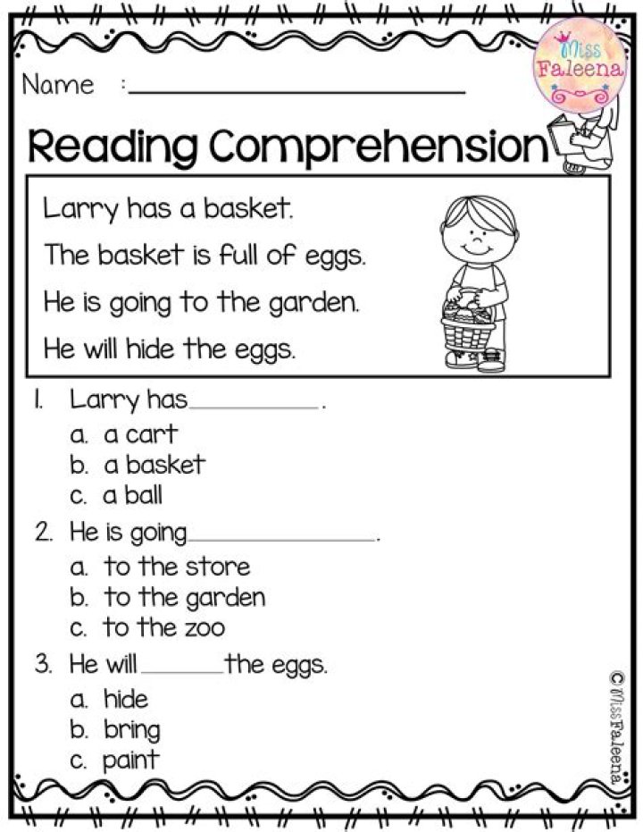 Printable Reading Comprehension Worksheets PDF for Kindergarten