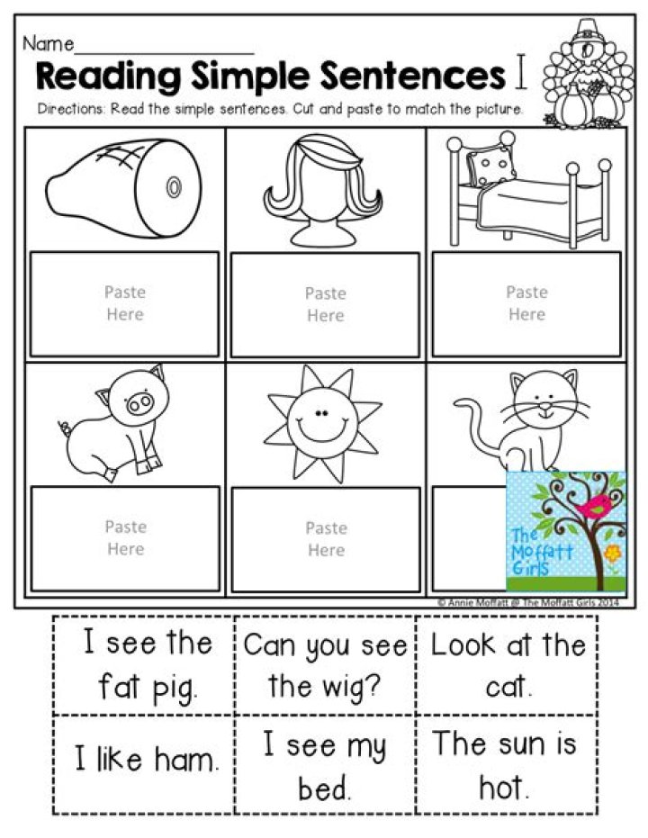 Easy Reading Worksheets for Kindergarten: Simple Sentences PDF