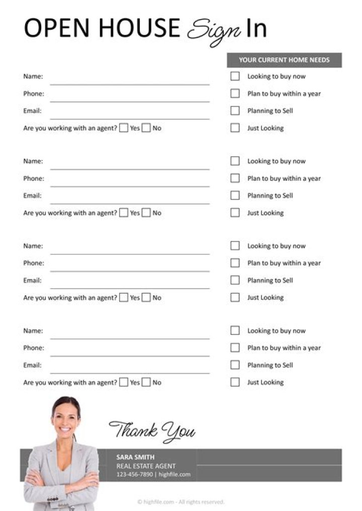 Real Estate Open House Sign-In Sheet PDF – Download Now