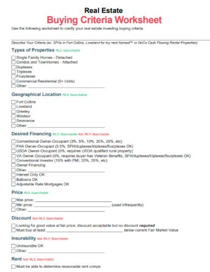 Real Estate Worksheet PDF for Smart Home Buyers